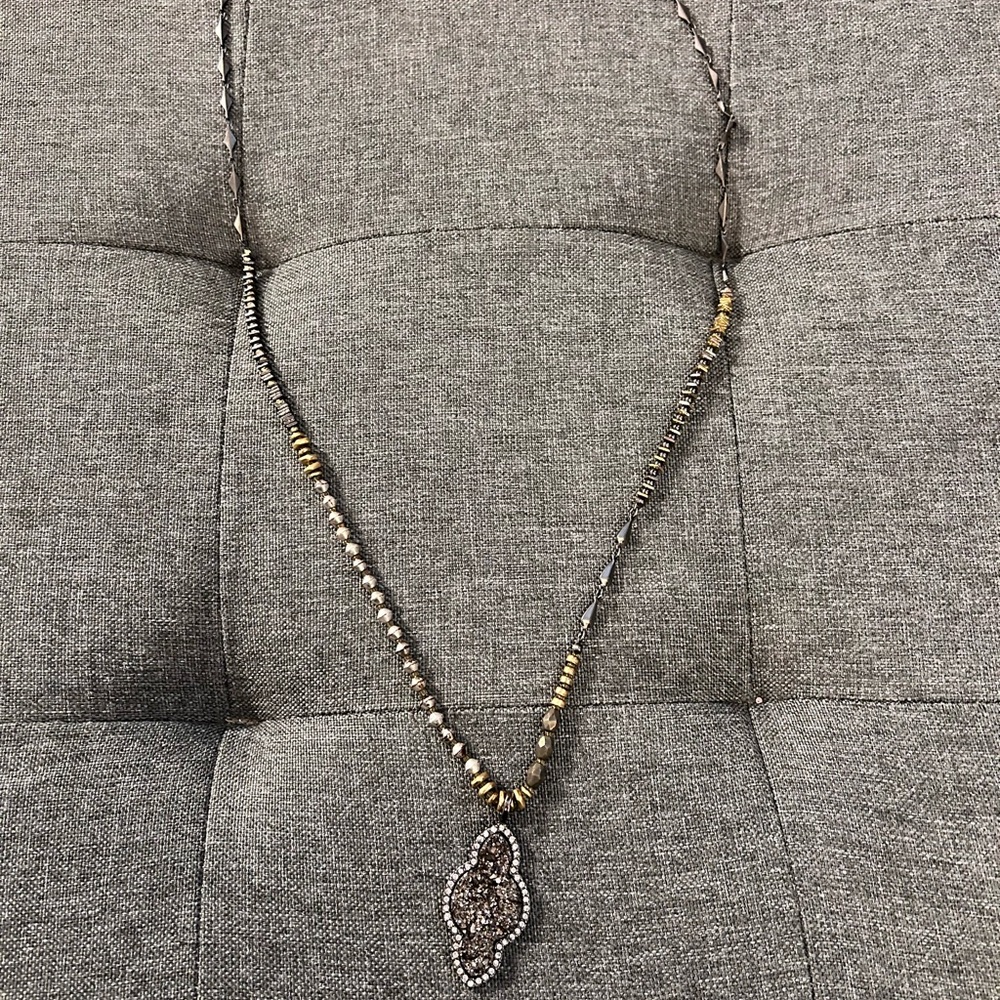 Stella & Dot Gold and Silver Beaded Necklace